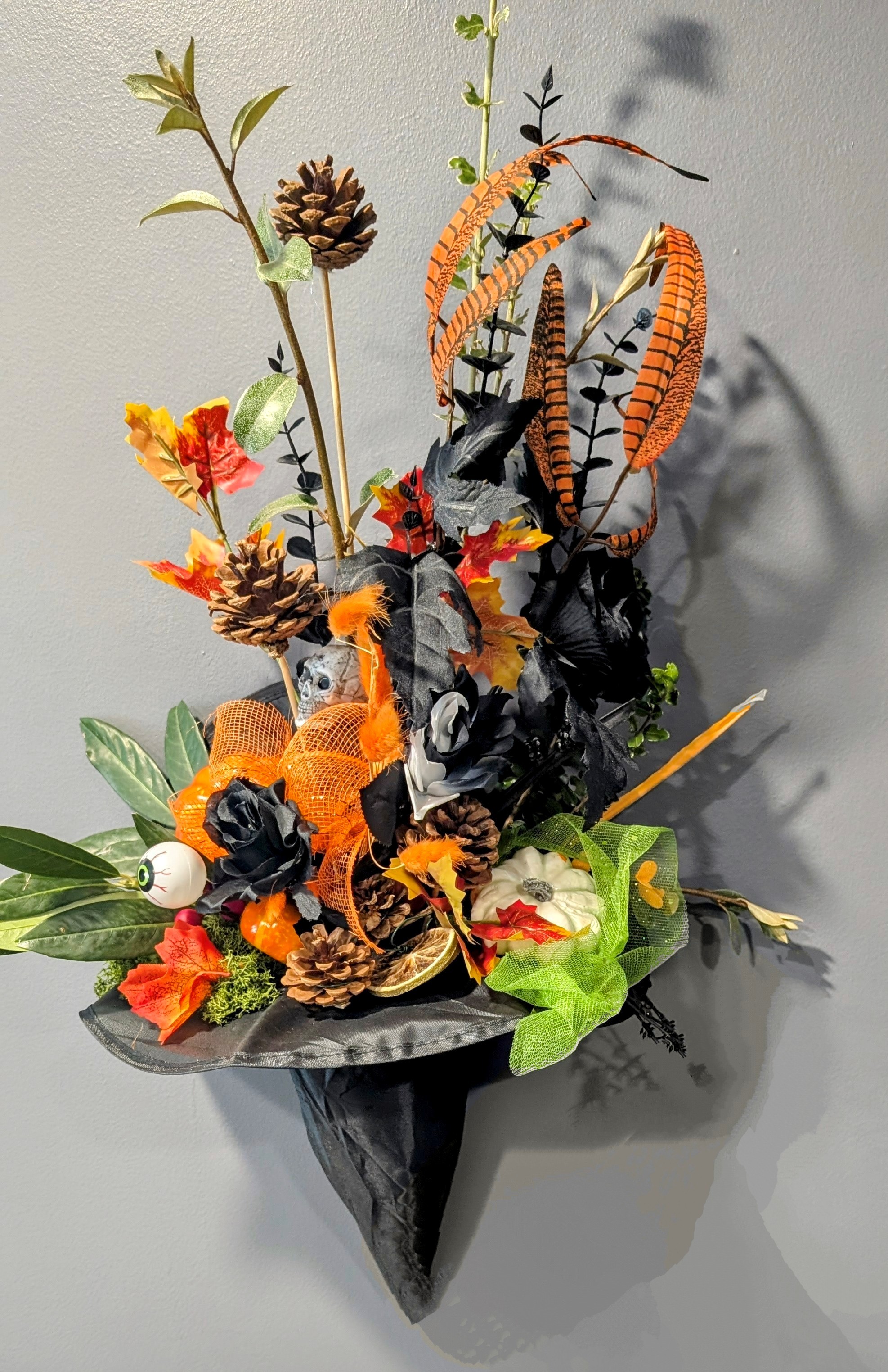Halloween witches hat door wreath