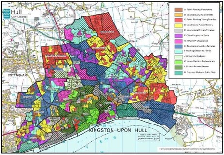 Map of Hull breaking down the property types. Explained in more detail below.