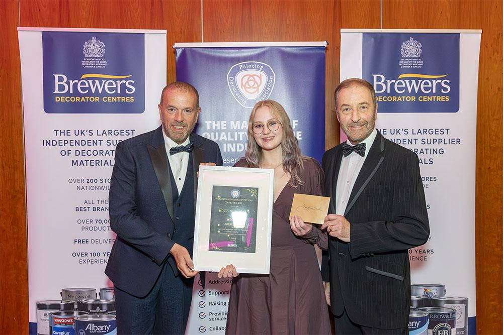 21-year-old Jazzmin Smith from D&D Painters and Decorators in Hull has been named Junior Runner-up at the 2025 Painting and Decorating Association Apprentice Paperhanger of the Year competition