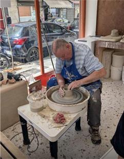 Dave Bird during a ceramics class