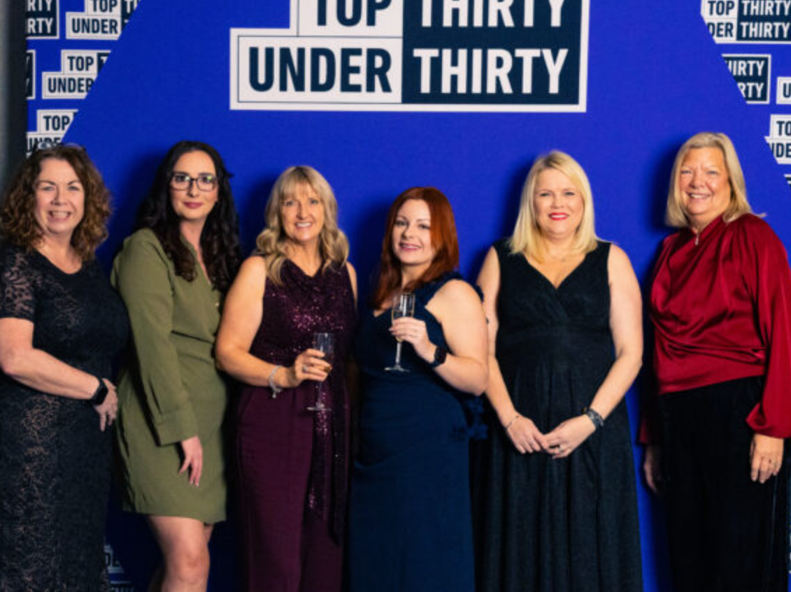 Courtney Parker, centre right, with colleagues at the Top 30 Under 30 celebration evening