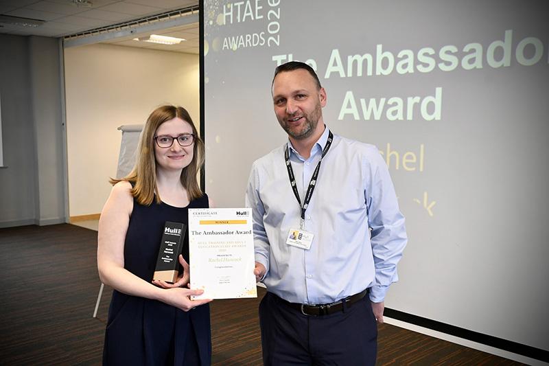 The ambassador award winner rachel hancock presented by adam wilson