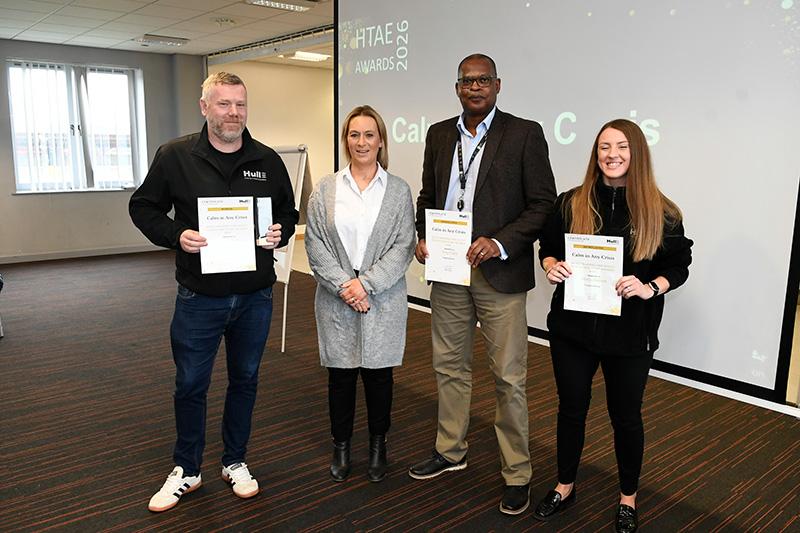 Calm in any crisis winner gareth dixon shorlisted holly dodson and tony vidal presented by rachel david