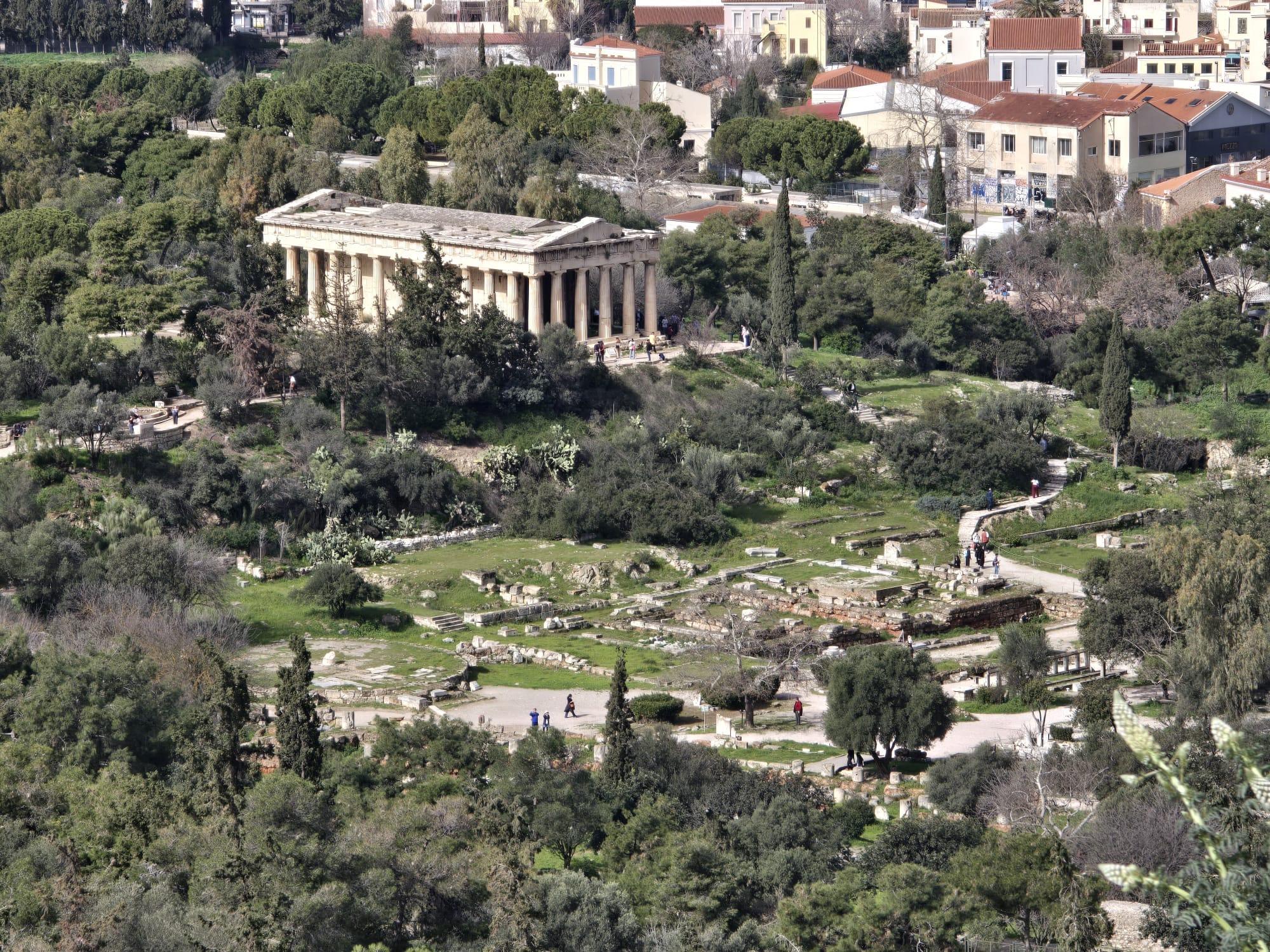 A photograph of some of the Ancient Athens buildings