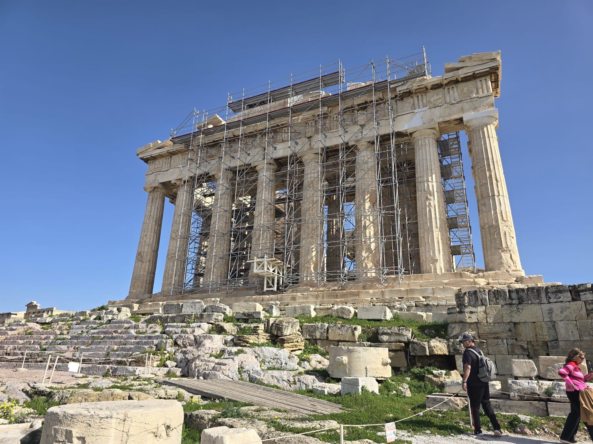 A photograph of some of the Ancient Athens buildings