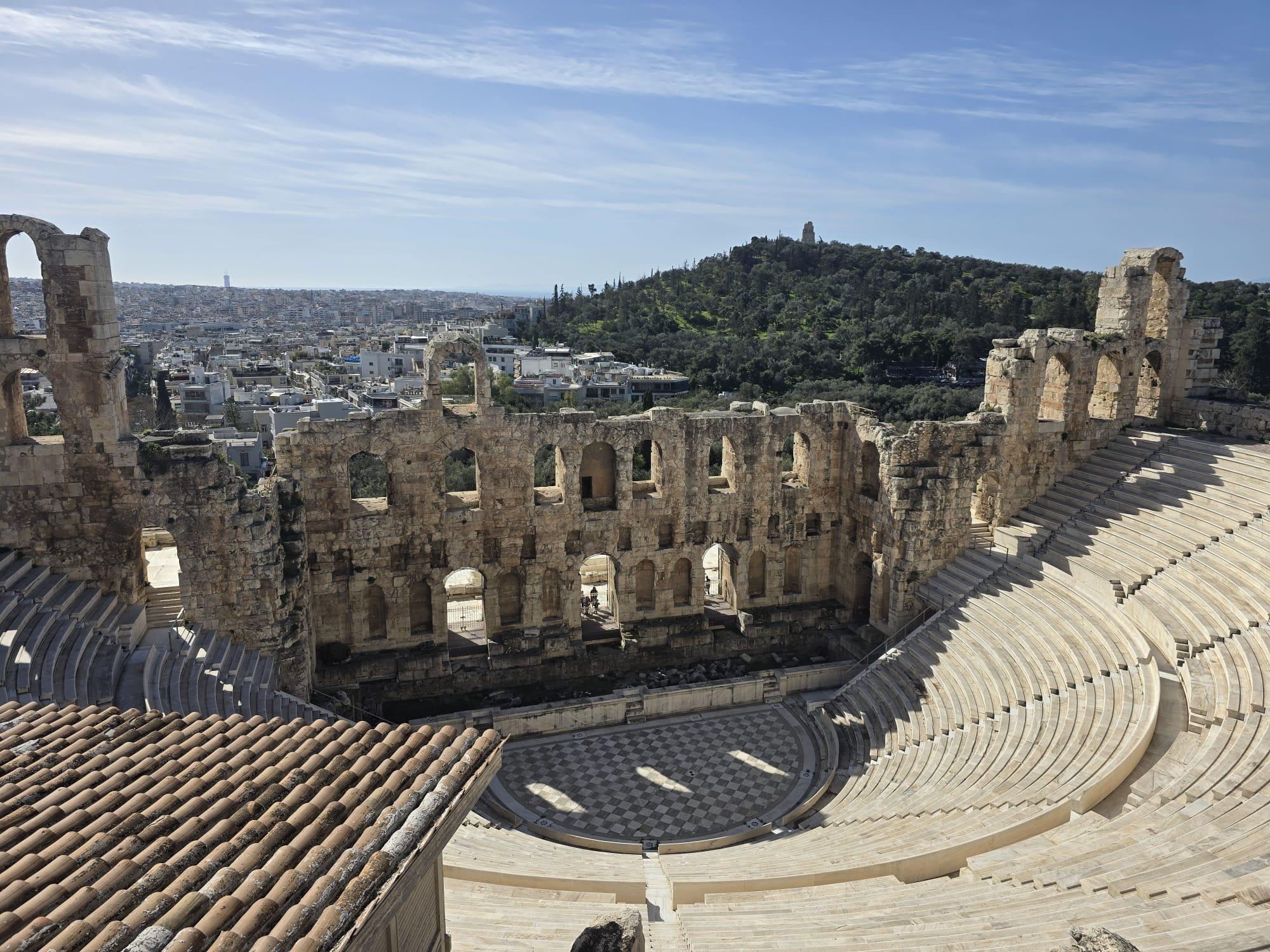 A photograph of some of the Ancient Athens buildings